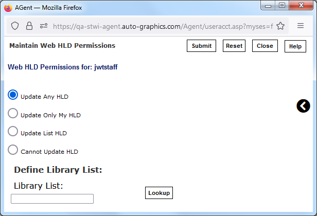 Web HLD Permissions Screen